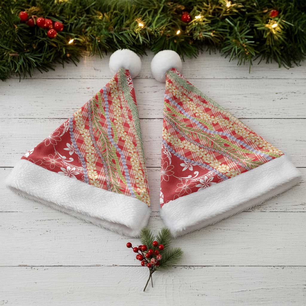 Red Palaka Hawaii Leis Christmas Santa Hat Hawaiian-plaid Elegant Tropical Vibes - Polynesian Pride