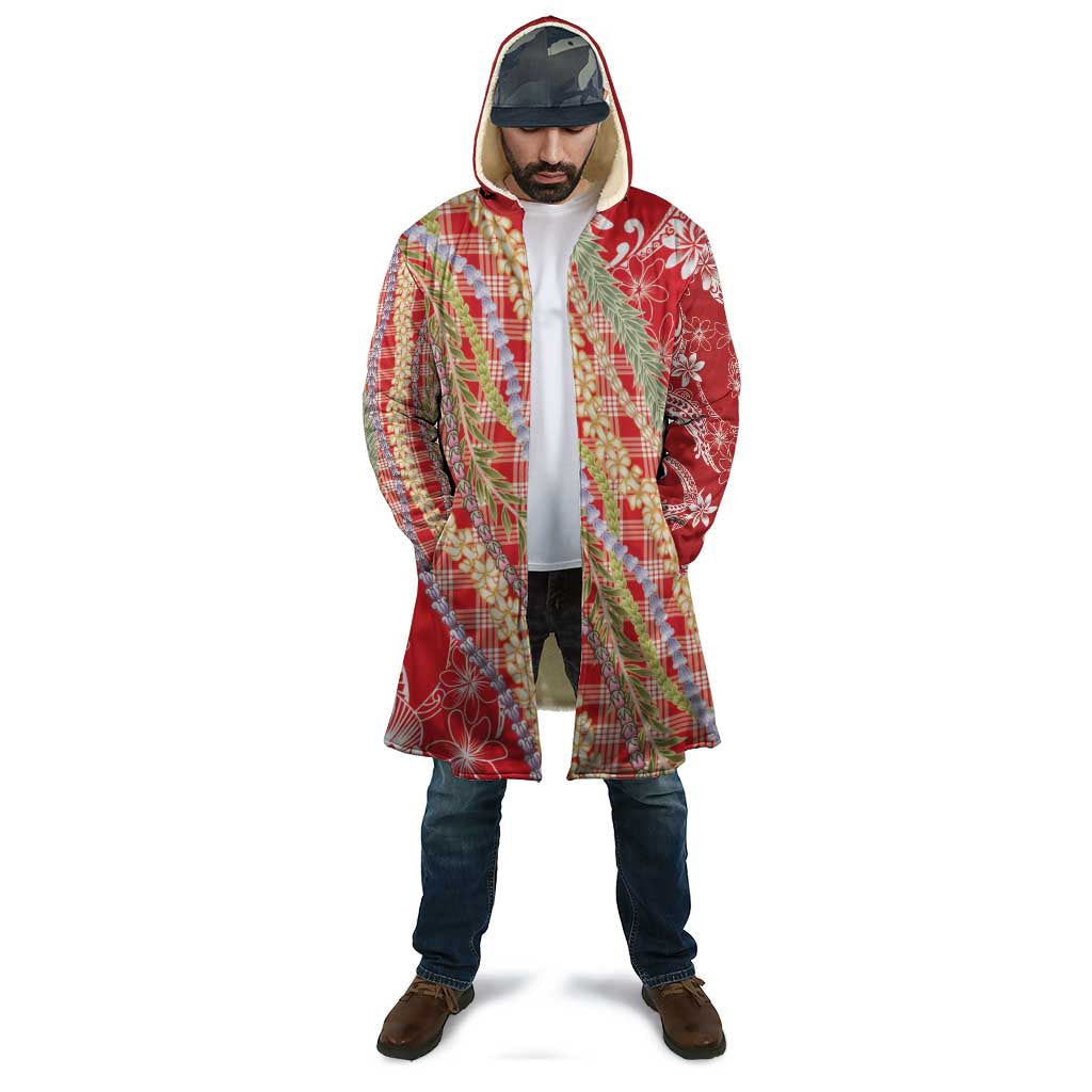 Red Palaka Hawaii Leis Cloak Hawaiian-plaid Elegant Tropical Vibes - Polynesian Pride