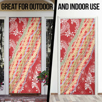 Red Palaka Hawaii Leis Door Cover Hawaiian-plaid Elegant Tropical Vibes - Polynesian Pride