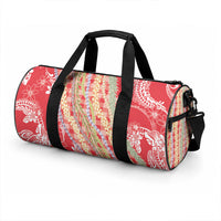 Red Palaka Hawaii Leis Duffle Bag Hawaiian-plaid Elegant Tropical Vibes