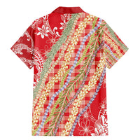 Red Palaka Hawaii Leis Family Matching Mermaid Dress and Hawaiian Shirt Hawaiian-plaid Elegant Tropical Vibes - Polynesian Pride
