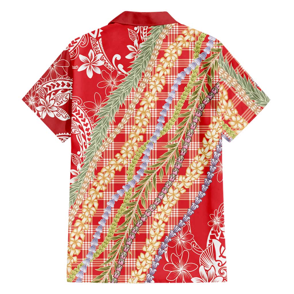 Red Palaka Hawaii Leis Family Matching Puletasi and Hawaiian Shirt Hawaiian-plaid Elegant Tropical Vibes - Polynesian Pride