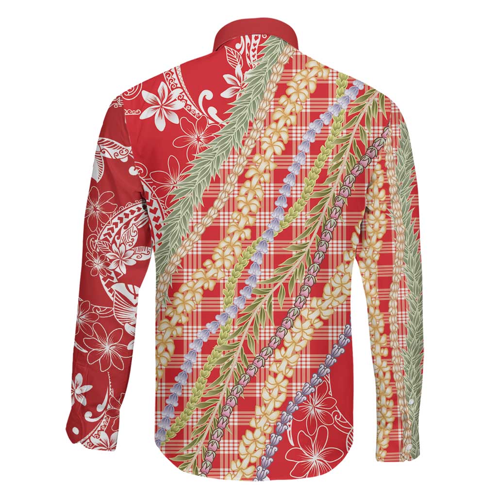 Red Palaka Hawaii Leis Family Matching Puletasi and Hawaiian Shirt Hawaiian-plaid Elegant Tropical Vibes - Polynesian Pride