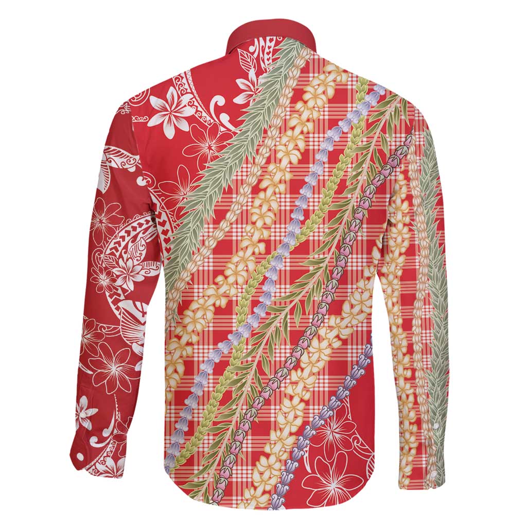 Red Palaka Hawaii Leis Family Matching Summer Maxi Dress and Hawaiian Shirt Hawaiian-plaid Elegant Tropical Vibes - Polynesian Pride