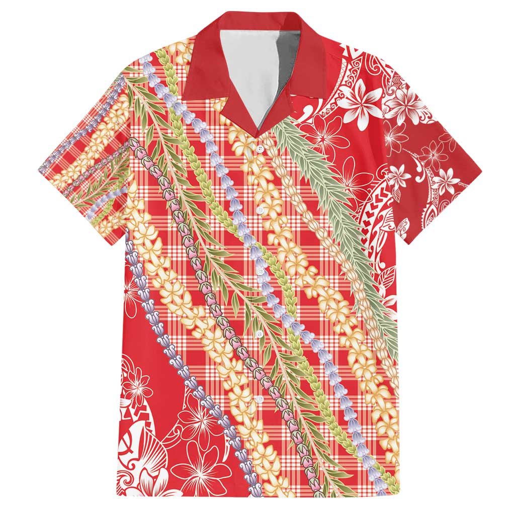 Red Palaka Hawaii Leis Hawaiian Shirt Hawaiian-plaid Elegant Tropical Vibes - Polynesian Pride