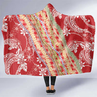 Red Palaka Hawaii Leis Hooded Blanket Hawaiian-plaid Elegant Tropical Vibes - Polynesian Pride