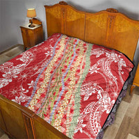 Red Palaka Hawaii Leis Quilt Hawaiian-plaid Elegant Tropical Vibes - Polynesian Pride