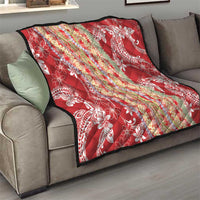 Red Palaka Hawaii Leis Quilt Hawaiian-plaid Elegant Tropical Vibes - Polynesian Pride