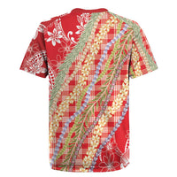 Red Palaka Hawaii Leis Rugby Jersey Hawaiian-plaid Elegant Tropical Vibes - Polynesian Pride