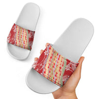 Red Palaka Hawaii Leis Slide Sandals Hawaiian-plaid Elegant Tropical Vibes - Polynesian Pride
