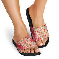 Red Palaka Hawaii Leis Slide Sandals Hawaiian-plaid Elegant Tropical Vibes - Polynesian Pride