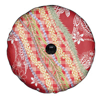 Red Palaka Hawaii Leis Spare Tire Cover Hawaiian-plaid Elegant Tropical Vibes - Polynesian Pride
