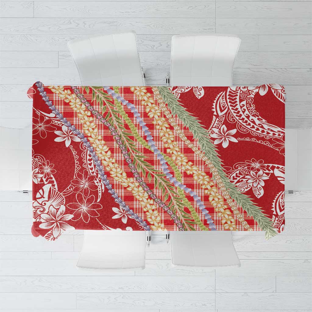 Red Palaka Hawaii Leis Tablecloth Hawaiian-plaid Elegant Tropical Vibes - Polynesian Pride