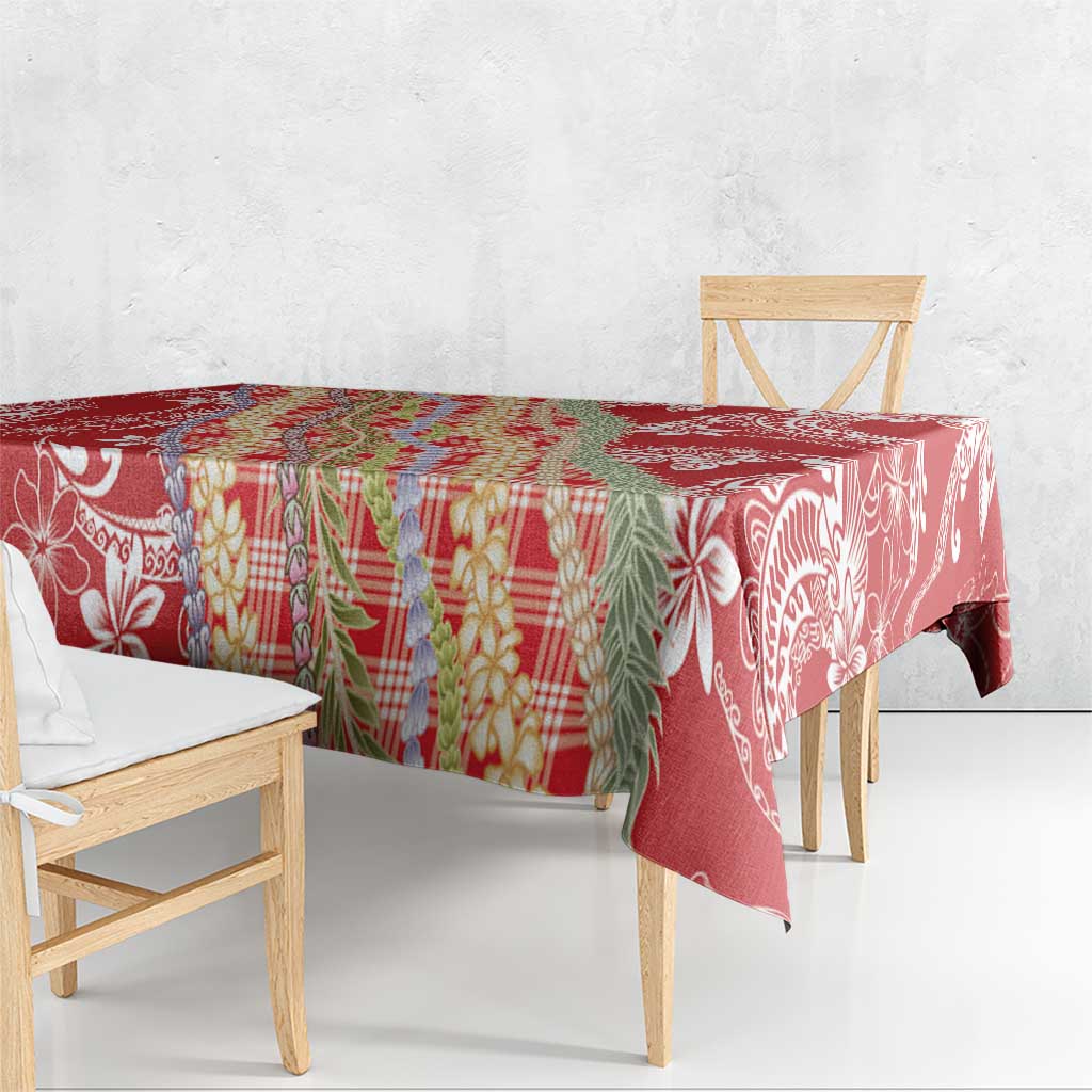 Red Palaka Hawaii Leis Tablecloth Hawaiian-plaid Elegant Tropical Vibes - Polynesian Pride