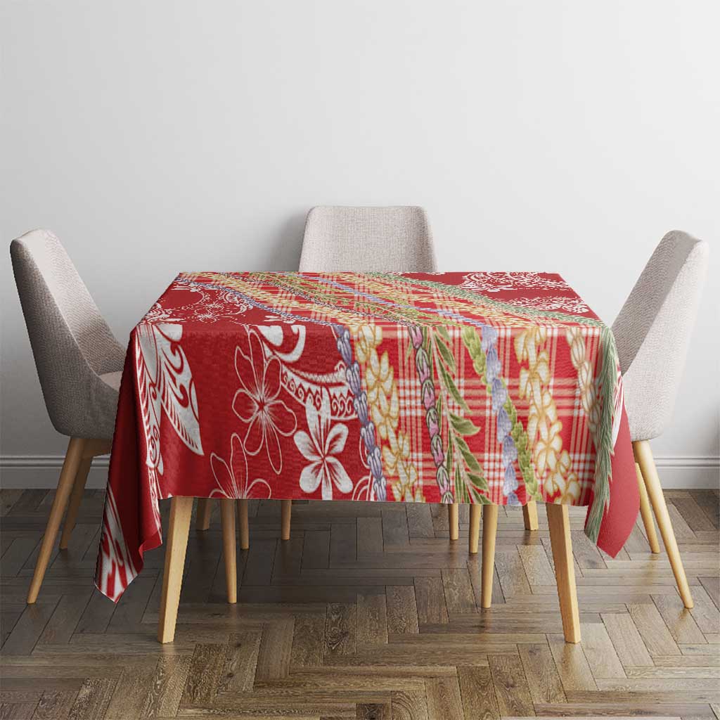 Red Palaka Hawaii Leis Tablecloth Hawaiian-plaid Elegant Tropical Vibes - Polynesian Pride