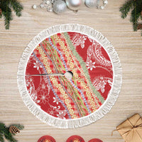 Red Palaka Hawaii Leis Tree Skirt Hawaiian-plaid Elegant Tropical Vibes - Polynesian Pride