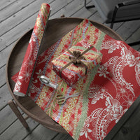 Red Palaka Hawaii Leis Wrapping Paper Hawaiian-plaid Elegant Tropical Vibes - Polynesian Pride