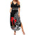 Personalised New Zealand Darts Summer Maxi Dress Aotearoa Maori Fern Bring It On LT14 Women Black - Polynesian Pride