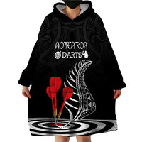 Personalised New Zealand Darts Wearable Blanket Hoodie Aotearoa Maori Fern Bring It On LT14 - Polynesian Pride