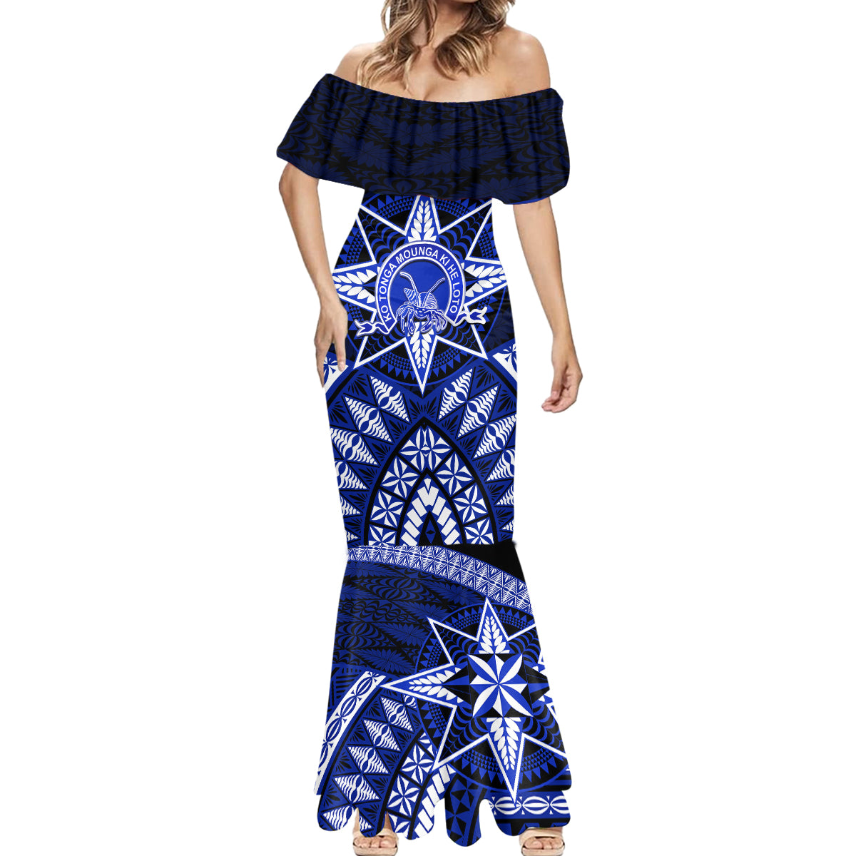 Tonga Tupou College And Queen Salote College Mermaid Dress Tongan Ngatu Pattern LT14 - Polynesian Pride