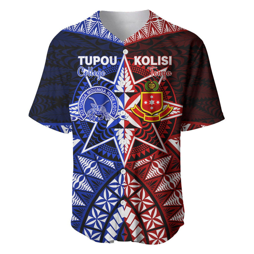 Personalised Tupou College And Kolisi Tonga Atele Baseball Jersey Tongan Ngatu Pattern LT14 Blue - Polynesian Pride