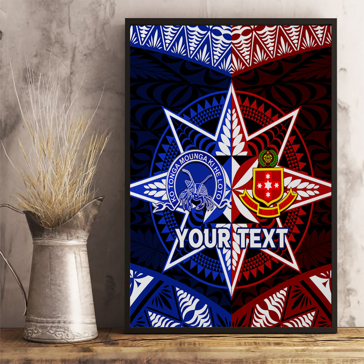 Personalised Tupou College And Kolisi Tonga Atele Canvas Wall Art Tongan Ngatu Pattern LT14 - Polynesian Pride