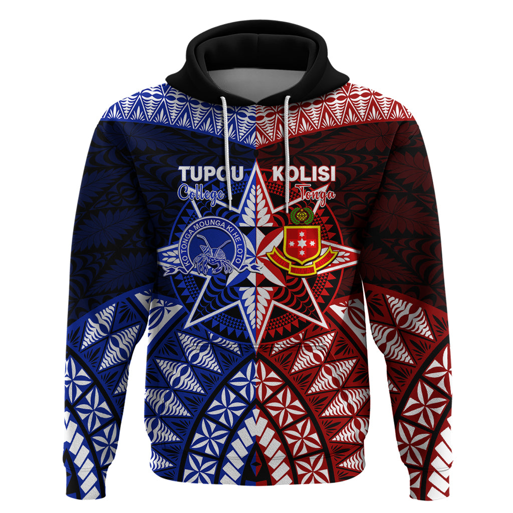 Personalised Tupou College And Kolisi Tonga Atele Zip Hoodie Tongan Ngatu Pattern LT14 Pullover Hoodie Blue - Polynesian Pride