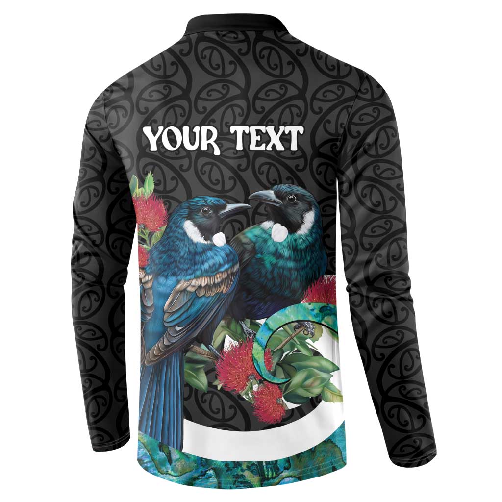 Personalised Valentine's Day New Zealand Button Sweatshirt Tui Bird Couple Kowhaiwhai Mix Pohutukawa LT14 - Polynesian Pride