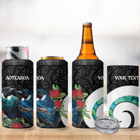 Personalised Valentine's Day New Zealand 4 in 1 Can Cooler Tumbler Tui Bird Couple Kowhaiwhai Mix Pohutukawa LT14 - Polynesian Pride