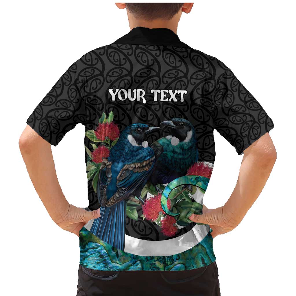 Personalised Valentine's Day New Zealand Family Matching Mermaid Dress and Hawaiian Shirt Tui Bird Couple Kowhaiwhai Mix Pohutukawa LT14 - Polynesian Pride