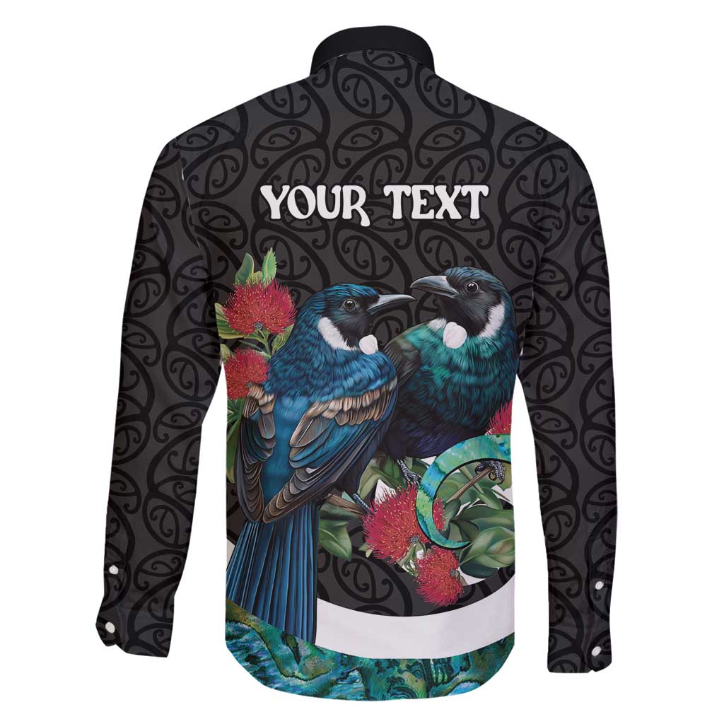 Personalised Valentine's Day New Zealand Family Matching Off Shoulder Maxi Dress and Hawaiian Shirt Tui Bird Couple Kowhaiwhai Mix Pohutukawa LT14 - Polynesian Pride