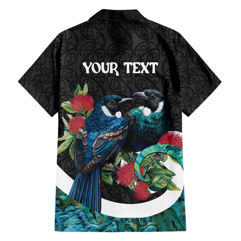 Personalised Valentine's Day New Zealand Family Matching Short Sleeve Bodycon Dress and Hawaiian Shirt Tui Bird Couple Kowhaiwhai Mix Pohutukawa LT14 - Polynesian Pride
