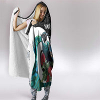 Personalised Valentine's Day New Zealand Hooded Blanket Tui Bird Couple Kowhaiwhai Mix Pohutukawa