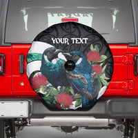 Personalised Valentine's Day New Zealand Spare Tire Cover Tui Bird Couple Kowhaiwhai Mix Pohutukawa