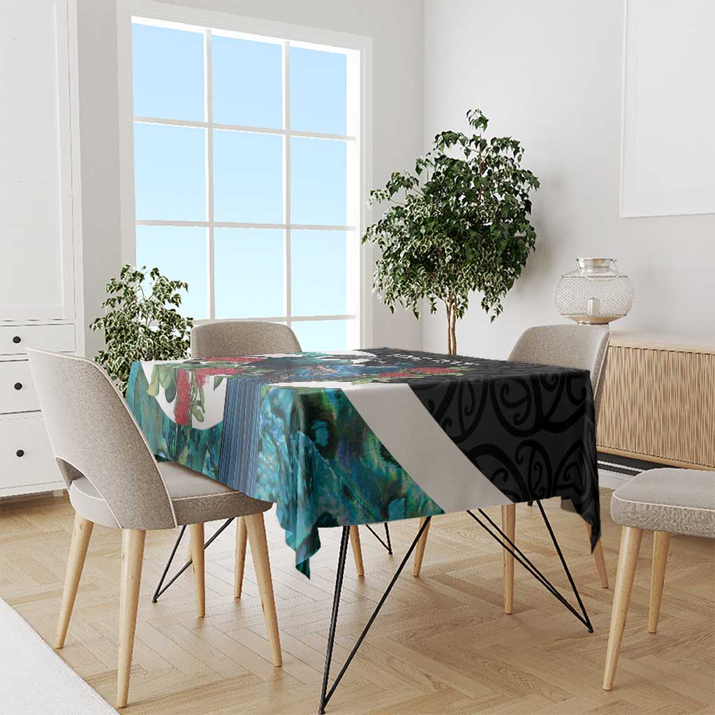 Personalised Valentine's Day New Zealand Tablecloth Tui Bird Couple Kowhaiwhai Mix Pohutukawa LT14 - Polynesian Pride
