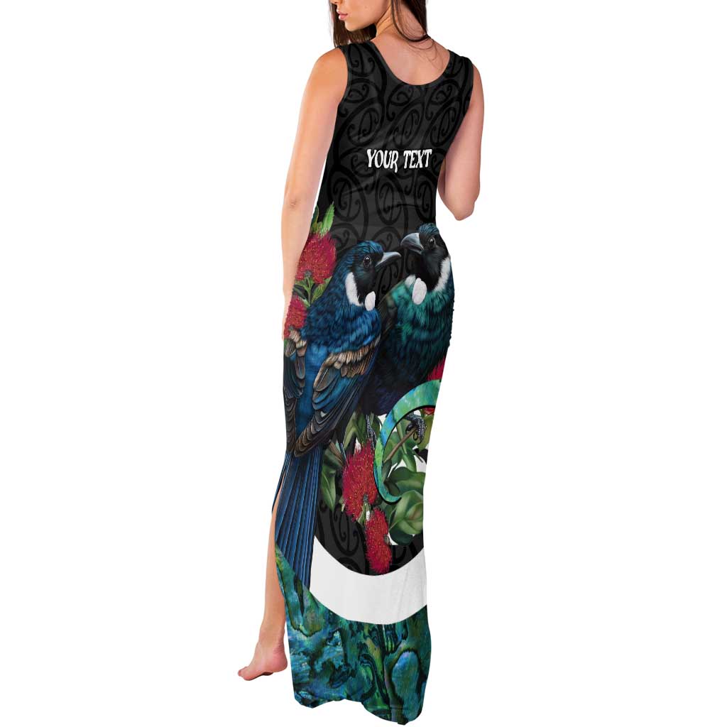 Personalised Valentine's Day New Zealand Tank Maxi Dress Tui Bird Couple Kowhaiwhai Mix Pohutukawa