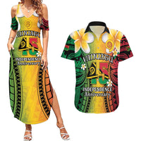 Vanuatu Independence Day Couples Matching Summer Maxi Dress and Hawaiian Shirt Long God Yumi Stanap Happy 45th Anniversary LT14 Reggae - Polynesian Pride