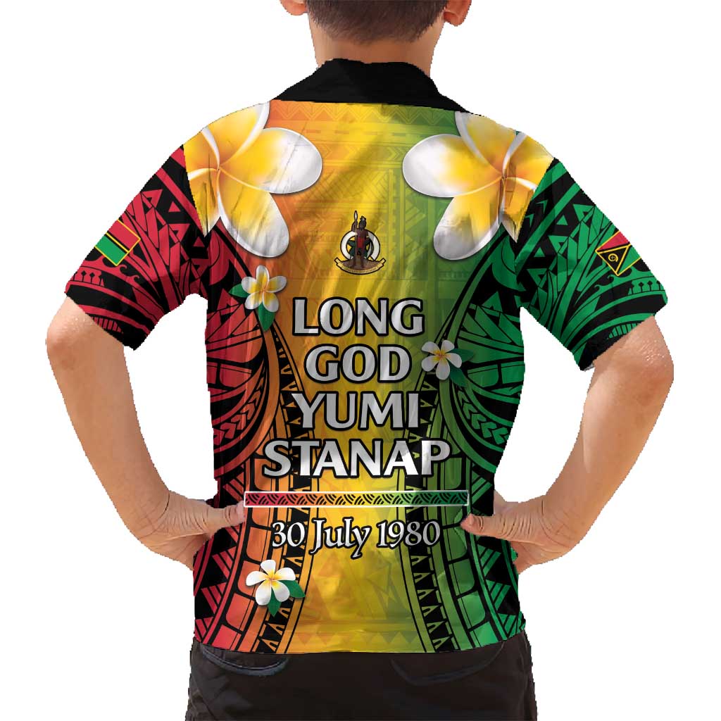 Vanuatu Independence Day Family Matching Long Sleeve Bodycon Dress and Hawaiian Shirt Long God Yumi Stanap Happy 45th Anniversary LT14