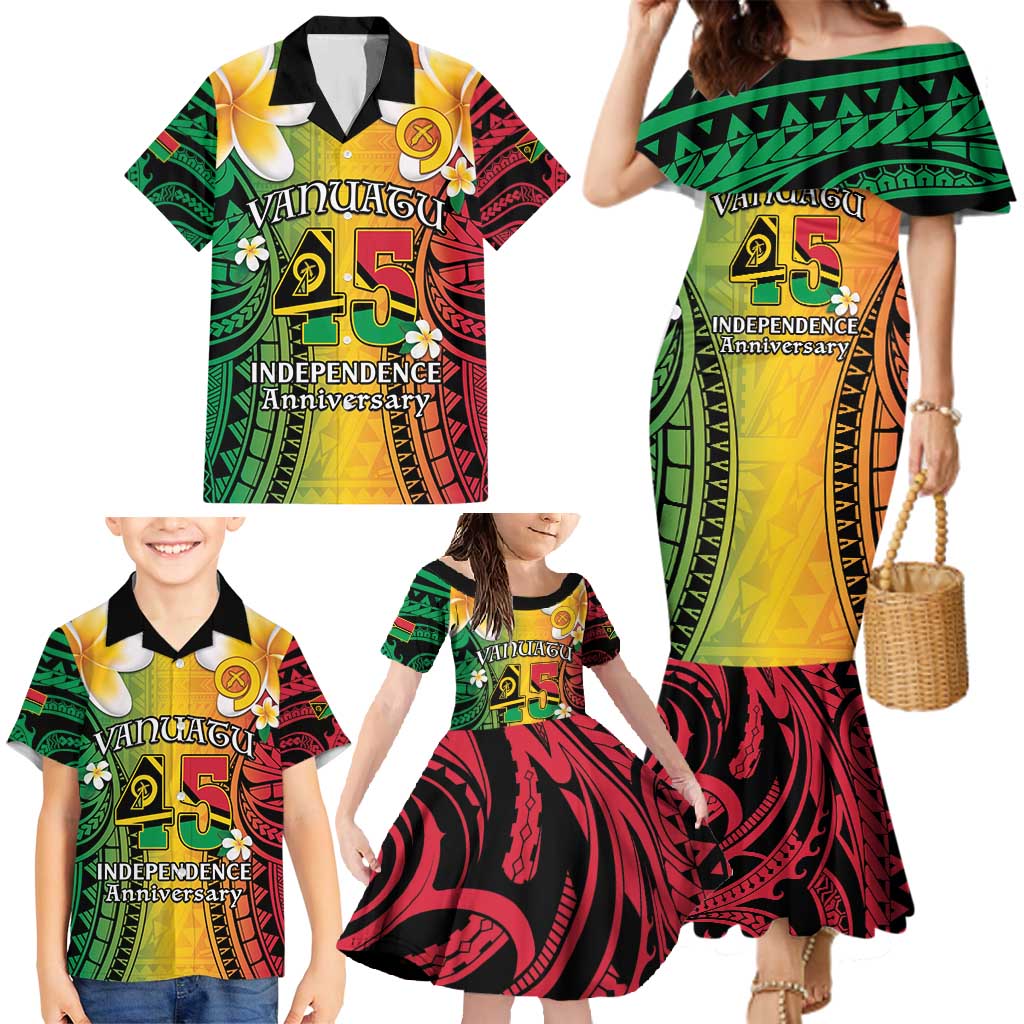 Vanuatu Independence Day Family Matching Mermaid Dress and Hawaiian Shirt Long God Yumi Stanap Happy 45th Anniversary LT14 - Polynesian Pride