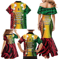 Vanuatu Independence Day Family Matching Mermaid Dress and Hawaiian Shirt Long God Yumi Stanap Happy 45th Anniversary LT14 - Polynesian Pride