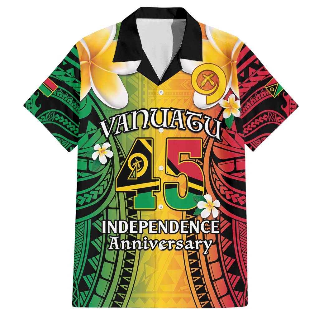 Vanuatu Independence Day Family Matching Off Shoulder Short Dress and Hawaiian Shirt Long God Yumi Stanap Happy 45th Anniversary LT14 Dad's Shirt - Short Sleeve Reggae - Polynesian Pride