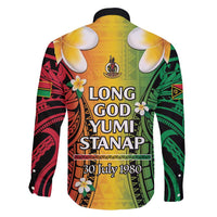 Vanuatu Independence Day Family Matching Off Shoulder Short Dress and Hawaiian Shirt Long God Yumi Stanap Happy 45th Anniversary LT14 - Polynesian Pride