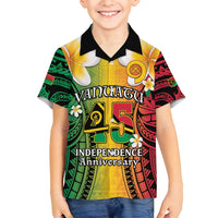 Vanuatu Independence Day Family Matching Tank Maxi Dress and Hawaiian Shirt Long God Yumi Stanap Happy 45th Anniversary LT14 Son's Shirt Reggae - Polynesian Pride