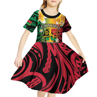 Vanuatu Independence Day Kid Short Sleeve Dress Long God Yumi Stanap Happy 45th Anniversary LT14