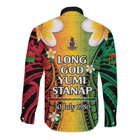 Vanuatu Independence Day Long Sleeve Button Shirt Long God Yumi Stanap Happy 45th Anniversary LT14