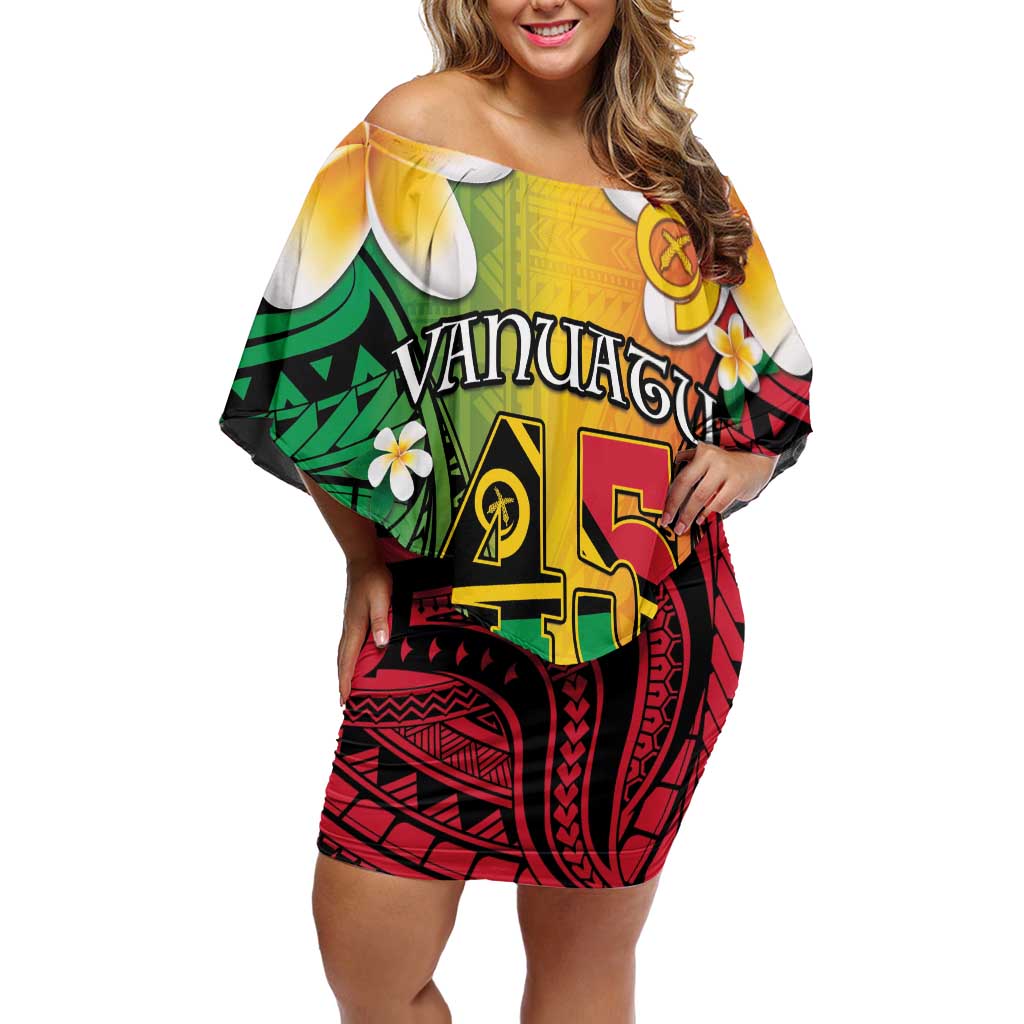 Vanuatu Independence Day Off Shoulder Short Dress Long God Yumi Stanap Happy 45th Anniversary LT14