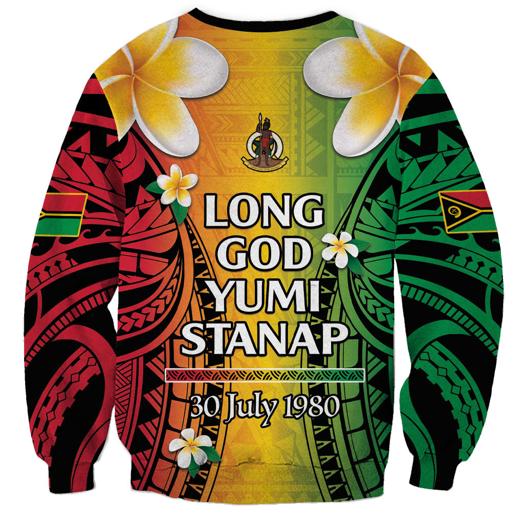 Vanuatu Independence Day Sweatshirt Long God Yumi Stanap Happy 46th Anniversary LT14 - Polynesian Pride