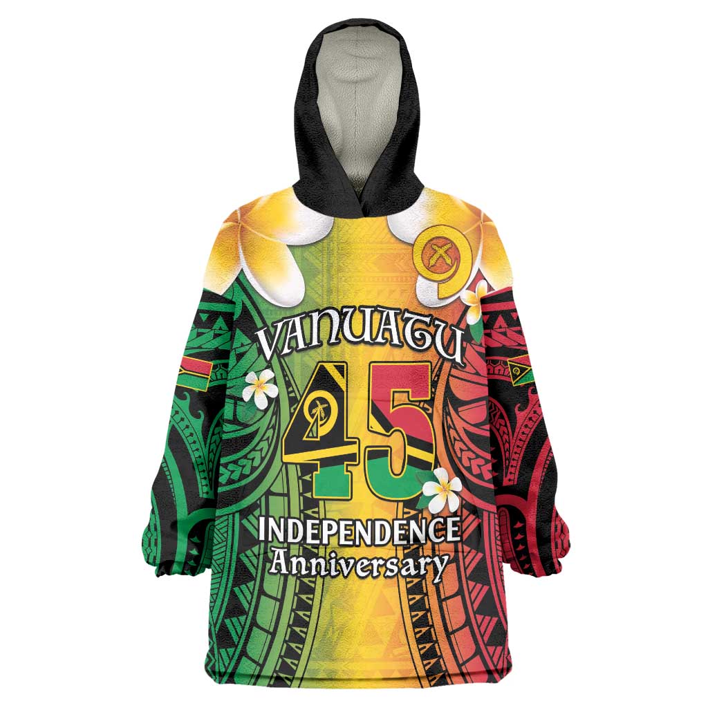 Vanuatu Independence Day Wearable Blanket Hoodie Long God Yumi Stanap Happy 45th Anniversary LT14 One Size Reggae - Polynesian Pride