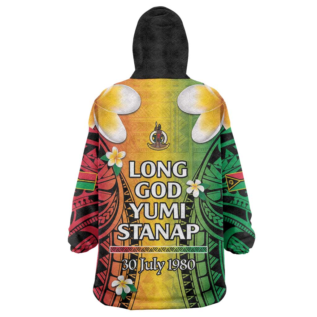 Vanuatu Independence Day Wearable Blanket Hoodie Long God Yumi Stanap Happy 45th Anniversary LT14 - Polynesian Pride