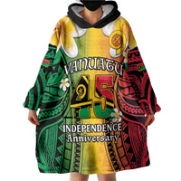Vanuatu Independence Day Wearable Blanket Hoodie Long God Yumi Stanap Happy 45th Anniversary LT14 - Polynesian Pride